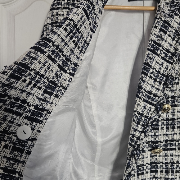 NWT ZARA TEXTURED DOUBLE-BREASTED BLAZER CROPPED XS - Picture 5 of 7